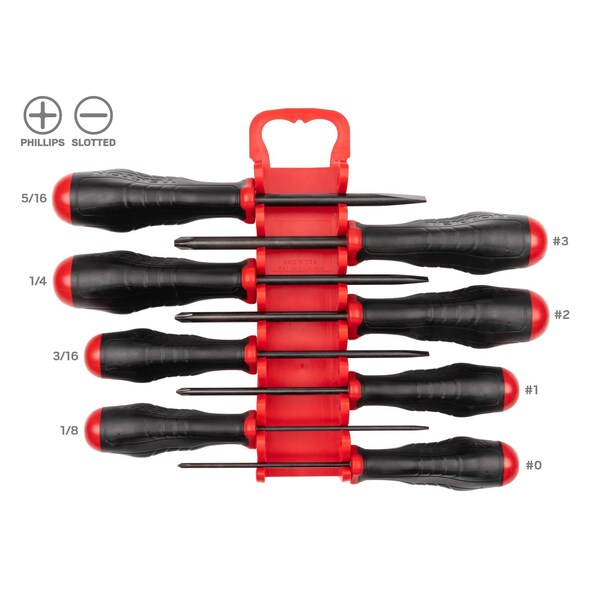 High-Torque Black Oxide Blade Screwdriver Set with Holder, 8-Piece (No. 0 - No. 3, 1/8 - 5/16 in.)